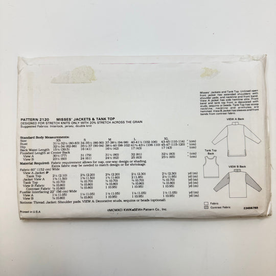 Sewing Pattern - Womenswear - Kwik Sew 2120