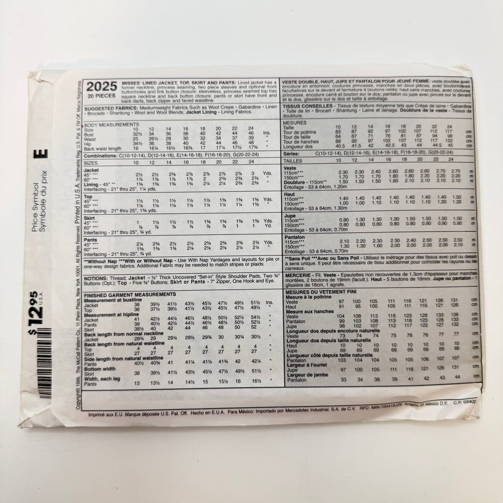 Sewing Pattern - Womenswear - McCall's 2025