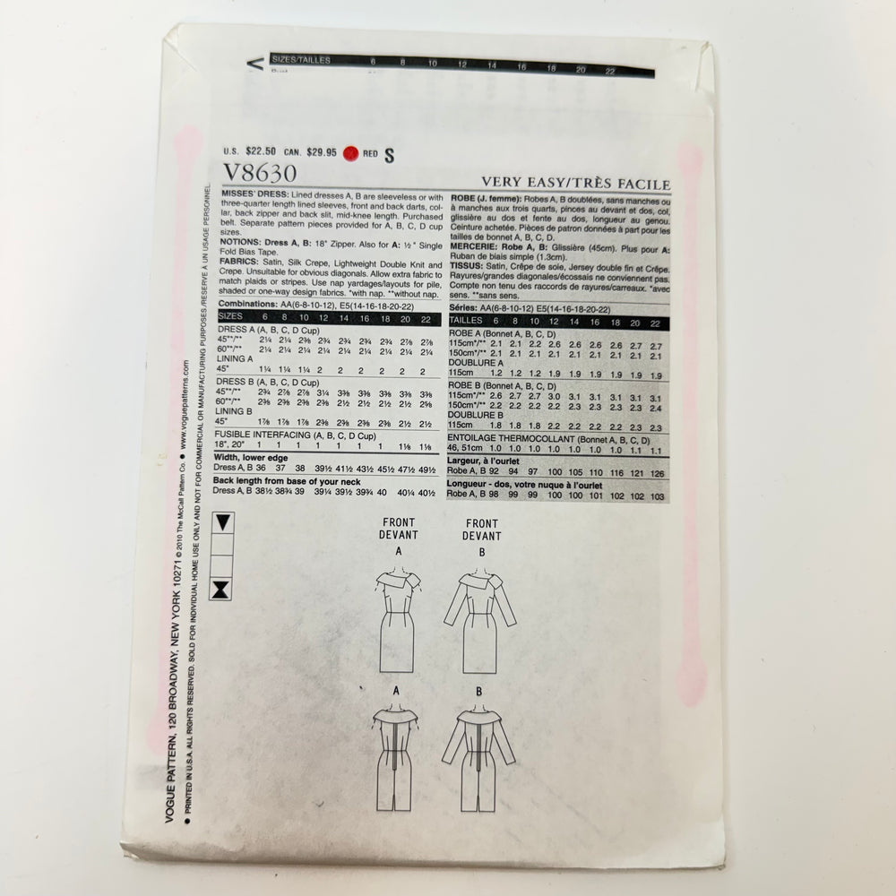 Sewing Pattern - Womenswear - Vogue 8630
