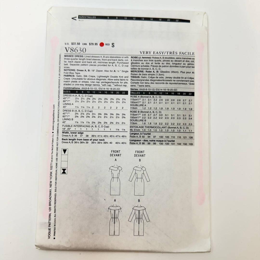 Sewing Pattern - Womenswear - Vogue 8630