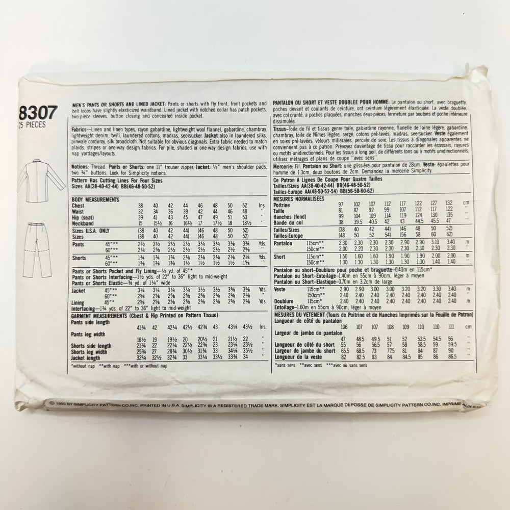 Sewing Pattern - Menswear - Simplicity 8307