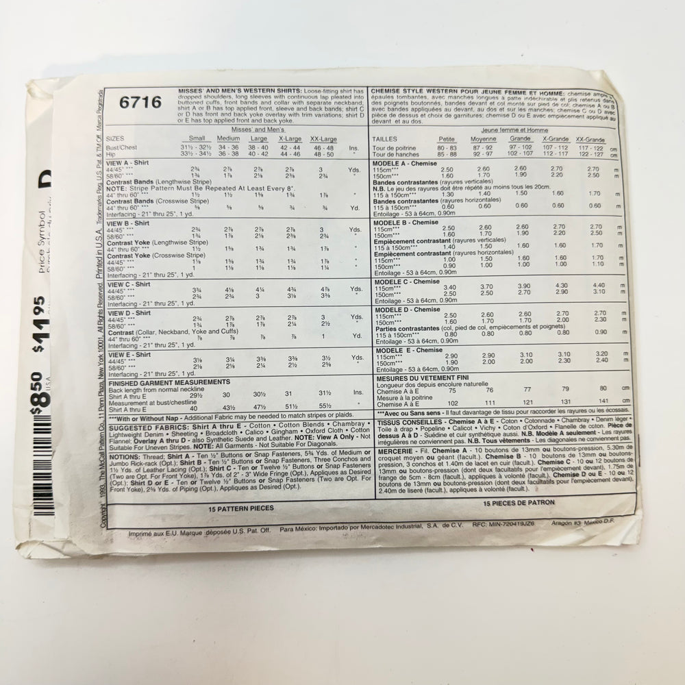 Sewing Pattern - Unisex - McCall's 6716