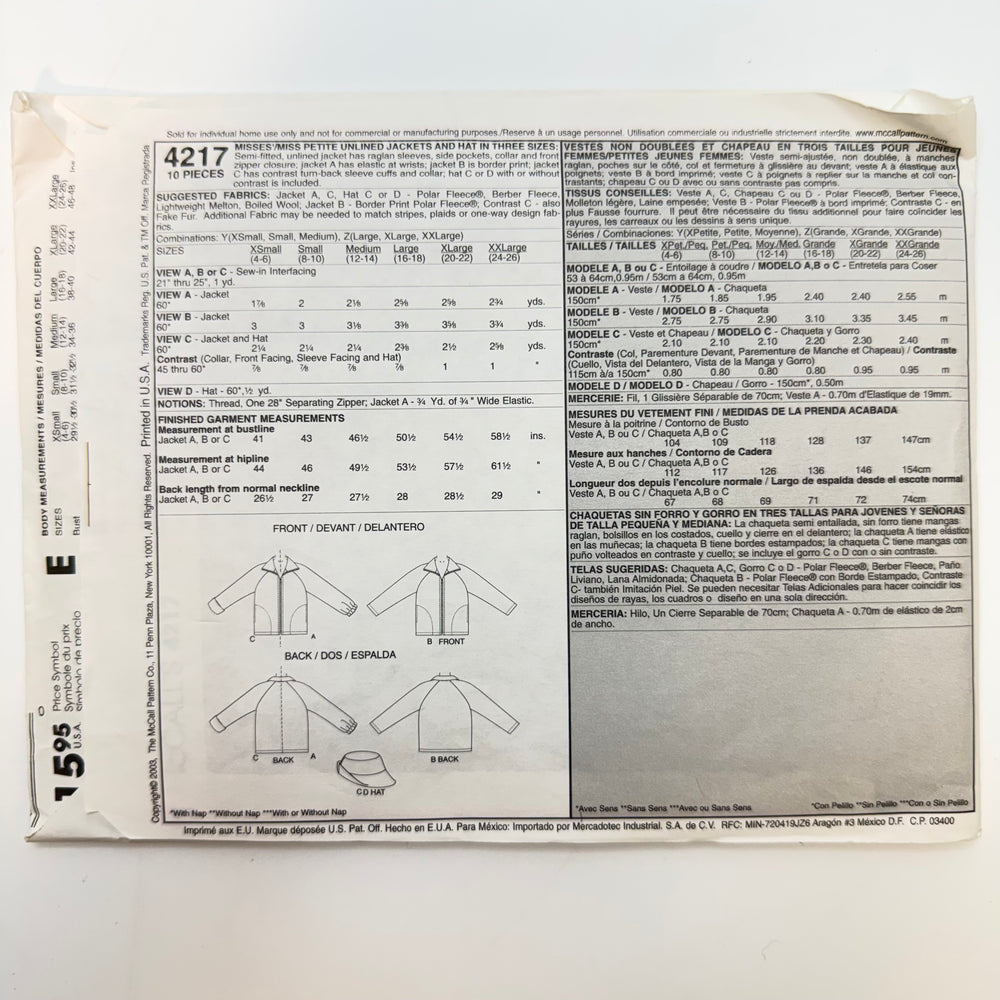 Sewing Pattern - Womenswear - McCall's 4217