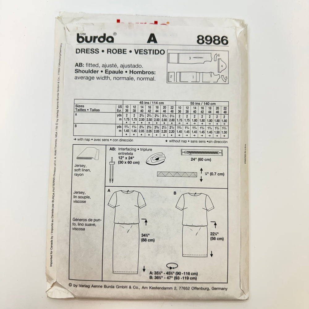 Sewing Pattern - Womenswear - Burda 8986
