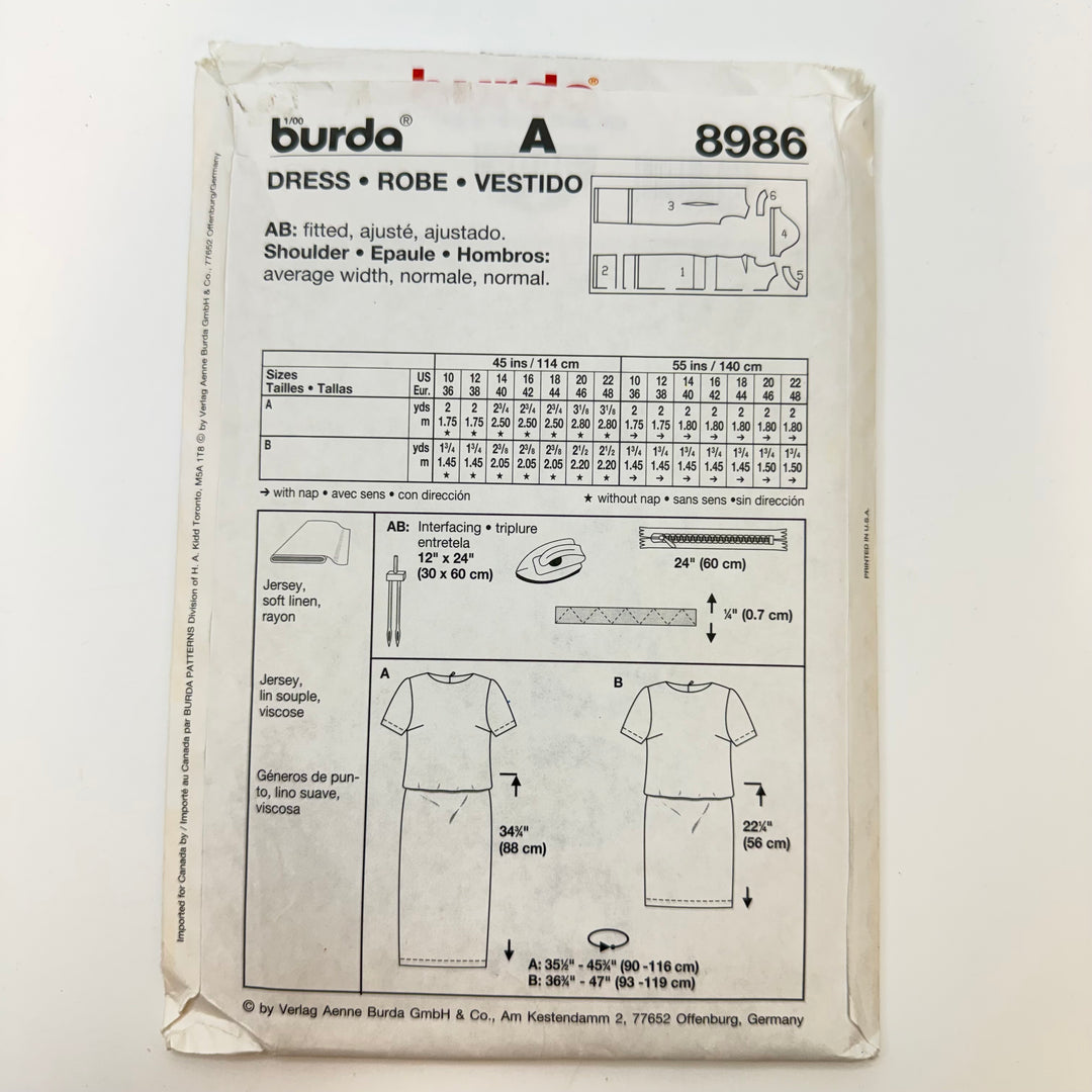Sewing Pattern - Womenswear - Burda 8986