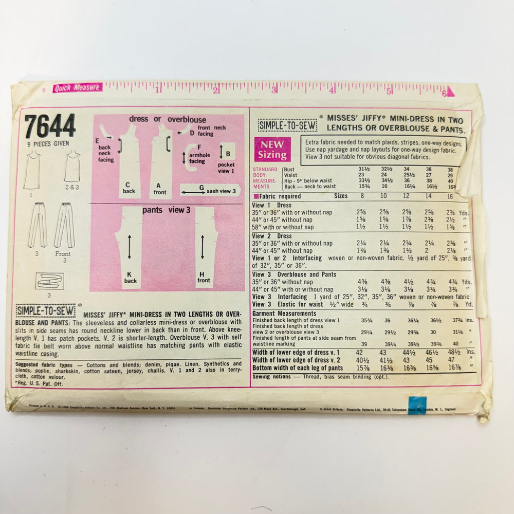 Sewing Pattern - Womenswear - Simplicity 7644