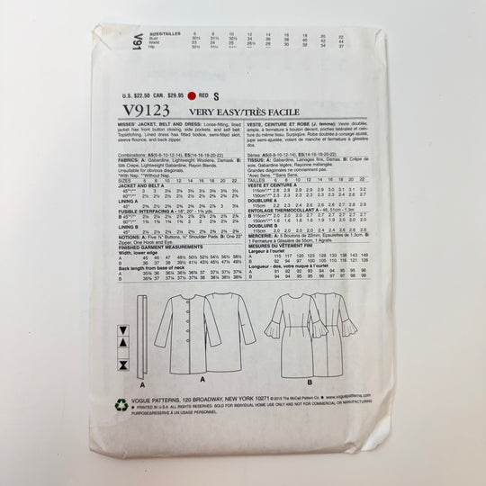 Sewing Pattern - Womenswear - Vogue 9123