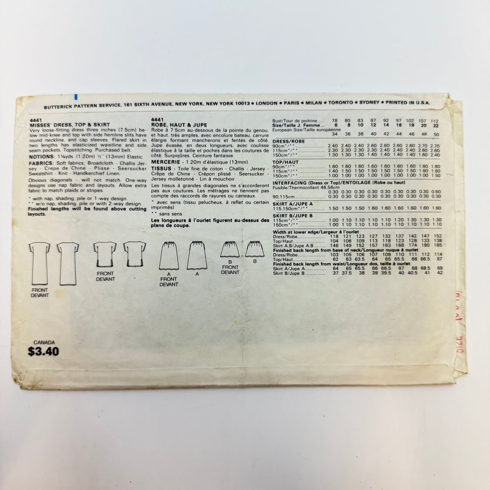 Sewing Pattern - Womenswear - Butterick 4441