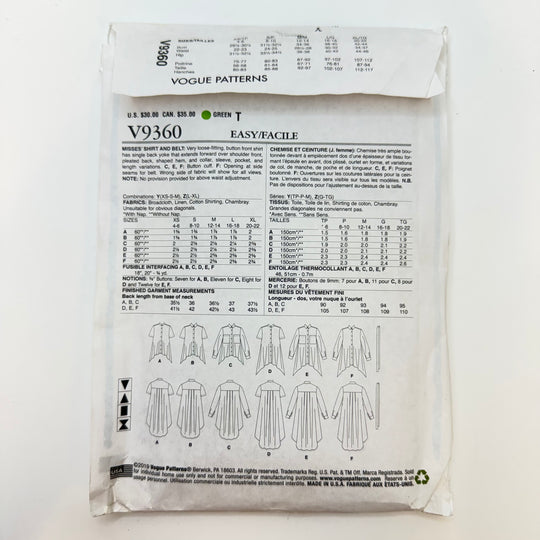 Sewing Pattern - Womenswear - Vogue 9360