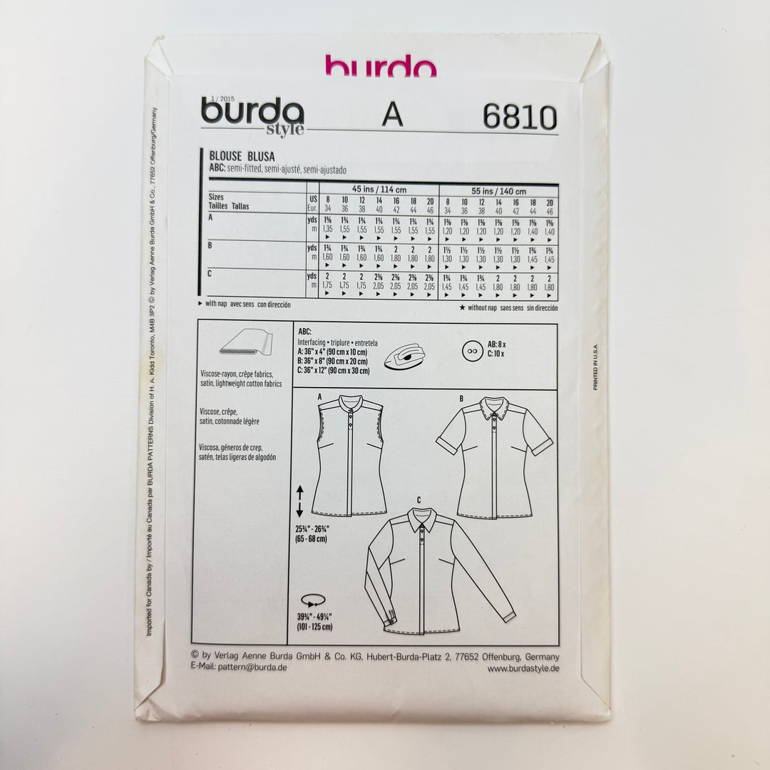 Sewing Pattern - Womenswear - Burda 6810