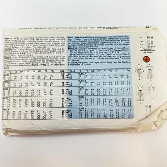 Sewing Pattern - Womenswear - Butterick 4734