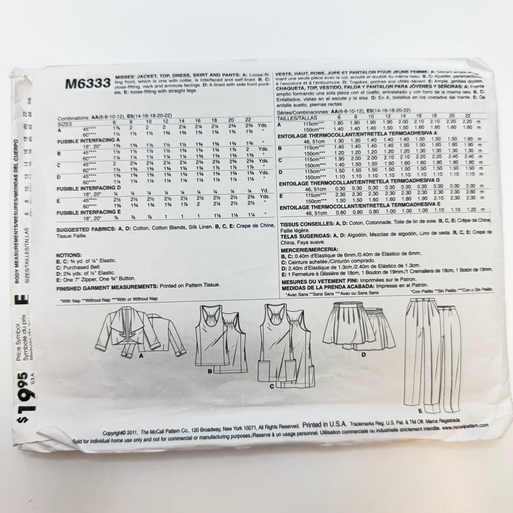 Sewing Pattern - Womenswear - McCall's 6333
