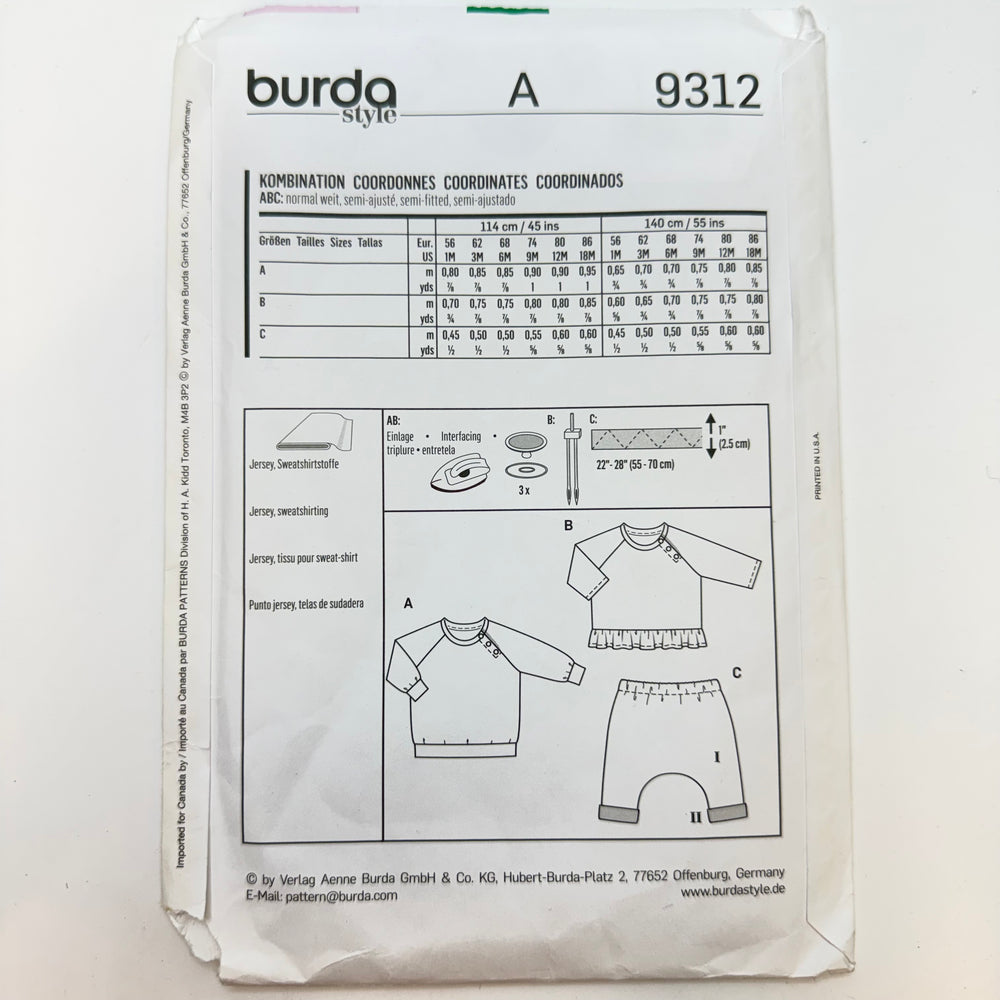 Sewing Pattern - Childrenswear - Burda 9312