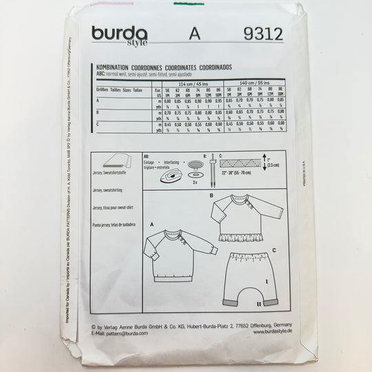 Sewing Pattern - Childrenswear - Burda 9312