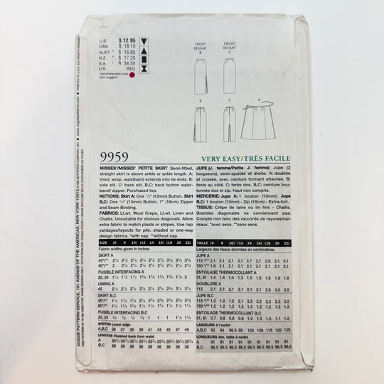 Sewing Pattern - Womenswear - Vogue 9959