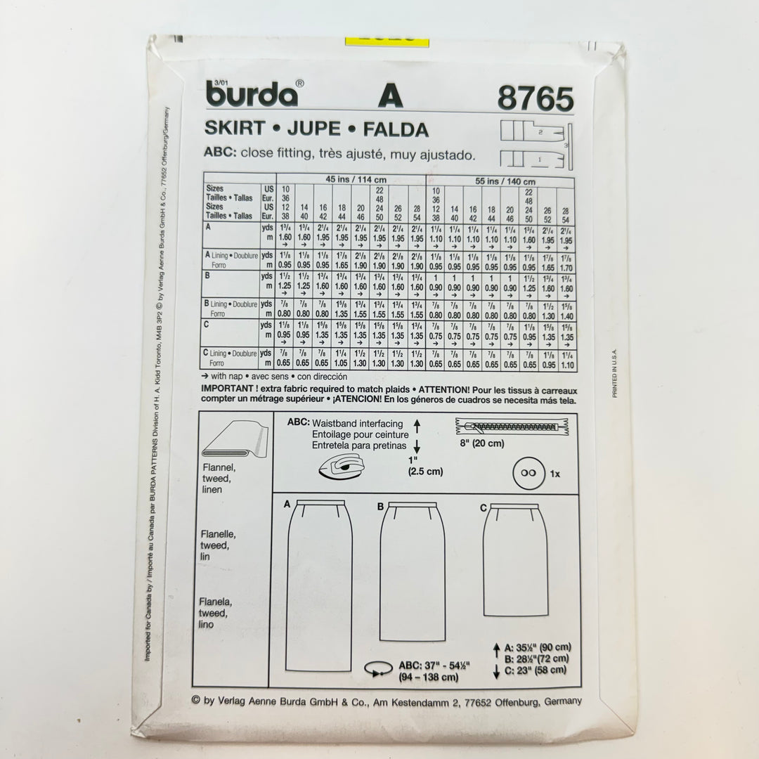 Sewing Pattern - Womenswear - Burda 8765