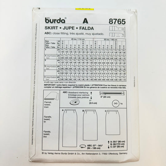 Sewing Pattern - Womenswear - Burda 8765