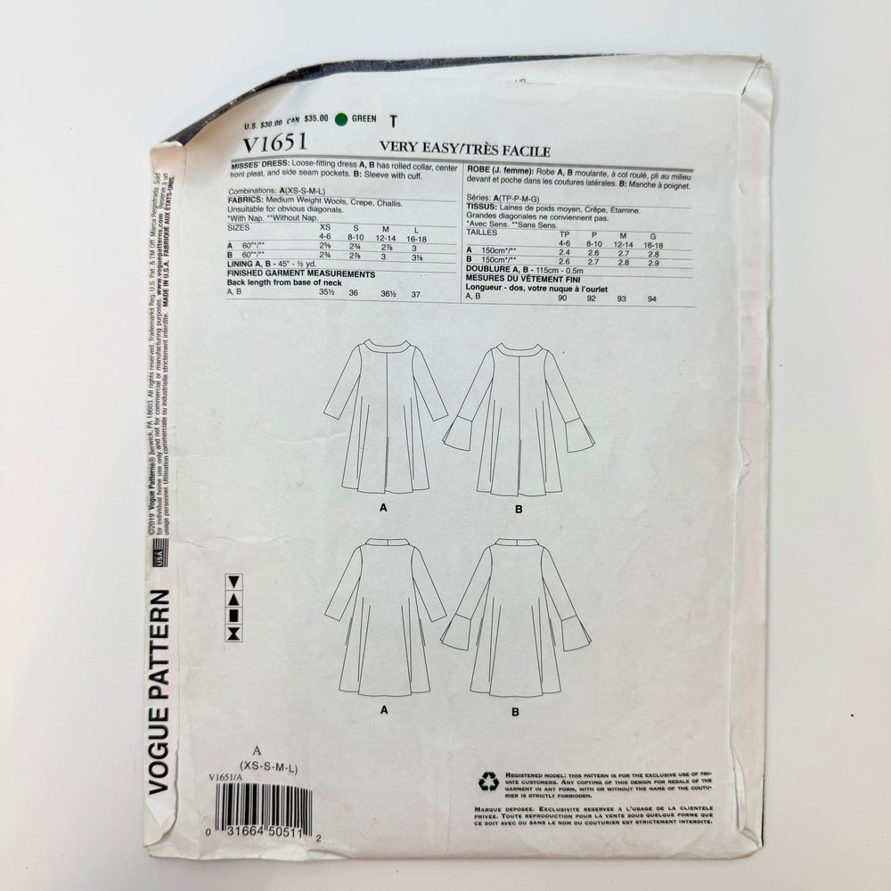 Sewing Pattern - Womenswear - Vogue 1651