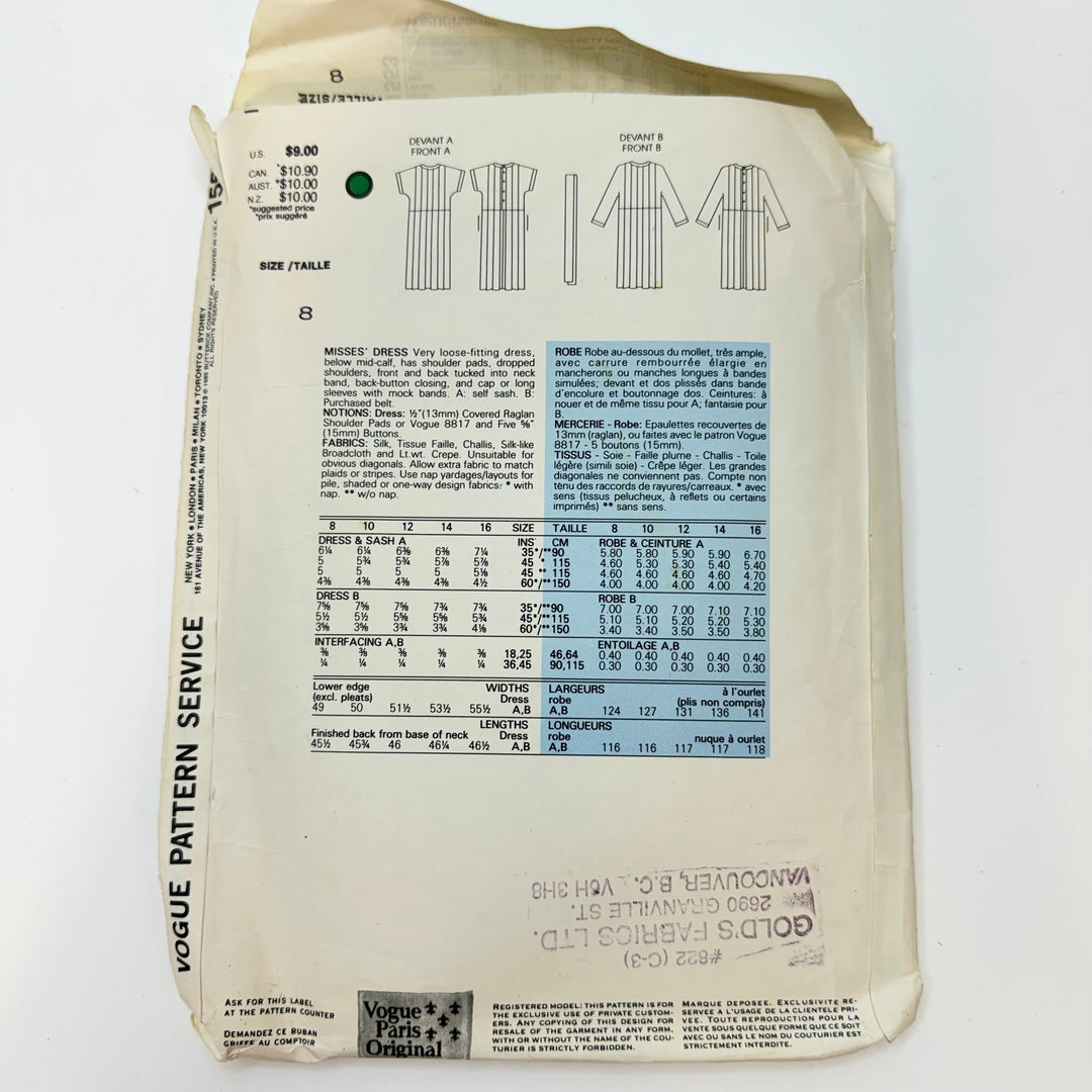 Sewing Pattern - Womenswear - Vogue 1553