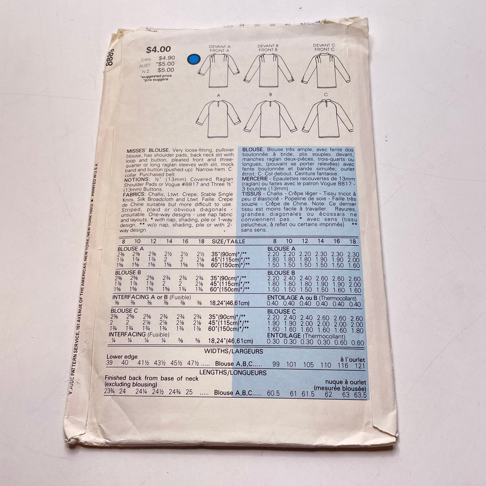 Sewing Pattern - Womenswear - Vogue 8889