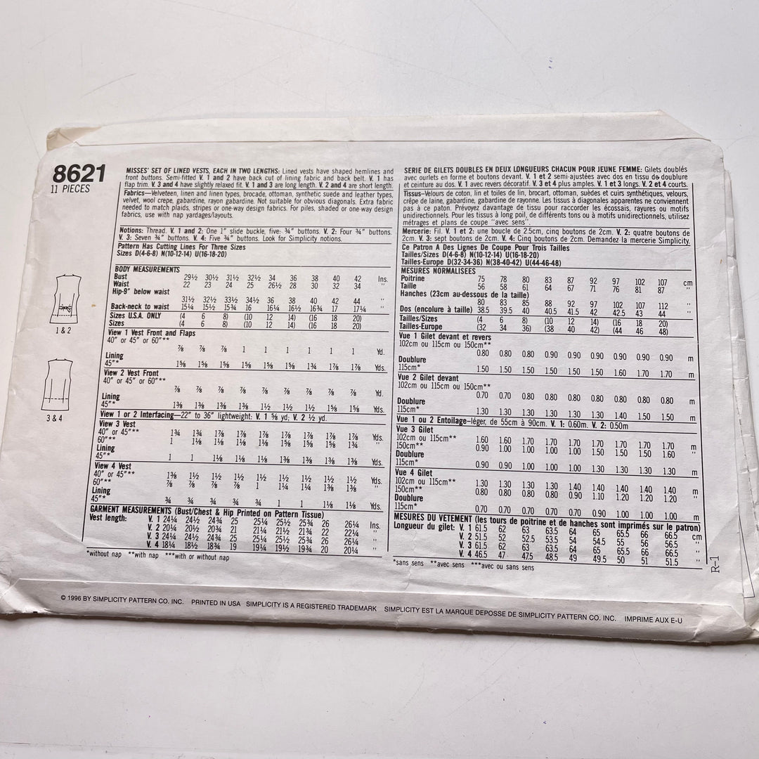 Sewing Pattern - Womenswear - Simplicity 8621