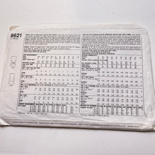 Sewing Pattern - Womenswear - Simplicity 8621