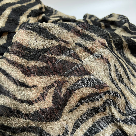 NTF May 11 - Lace Poly/Spandex Knit - Black/Beige Zebra - 2M Bundle