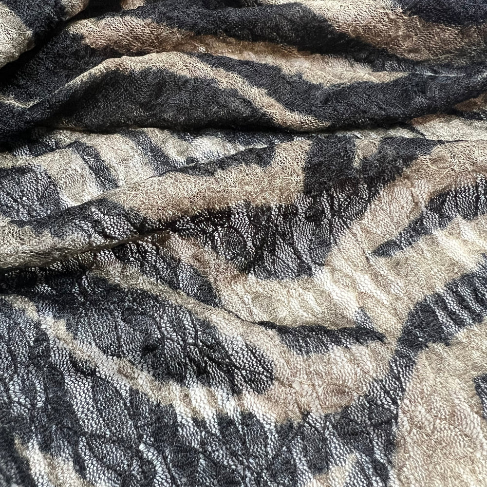 NTF May 11 - Lace Poly/Spandex Knit - Black/Beige Zebra - 2M Bundle