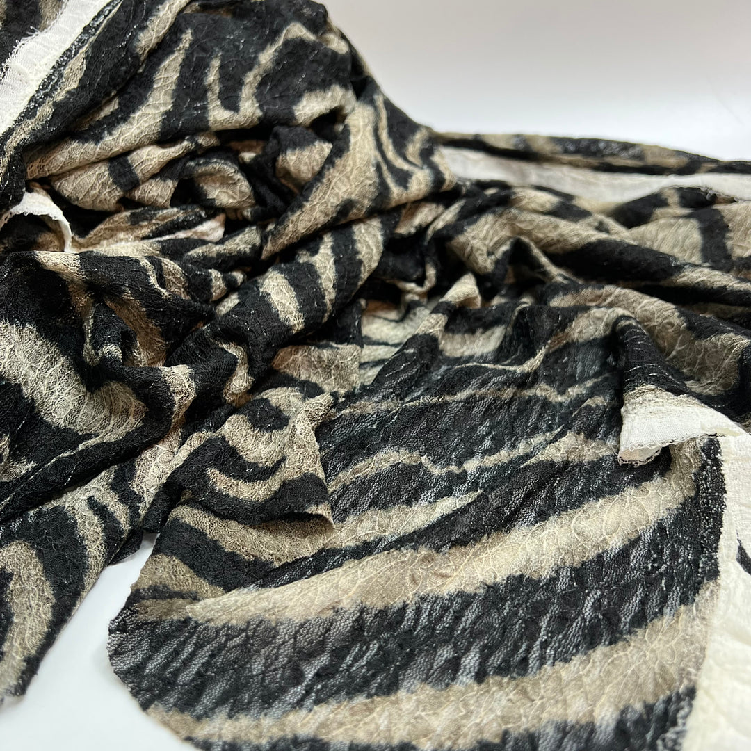 NTF May 11 - Lace Poly/Spandex Knit - Black/Beige Zebra - 2M Bundle