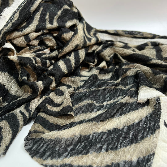 NTF May 11 - Lace Poly/Spandex Knit - Black/Beige Zebra - 2M Bundle