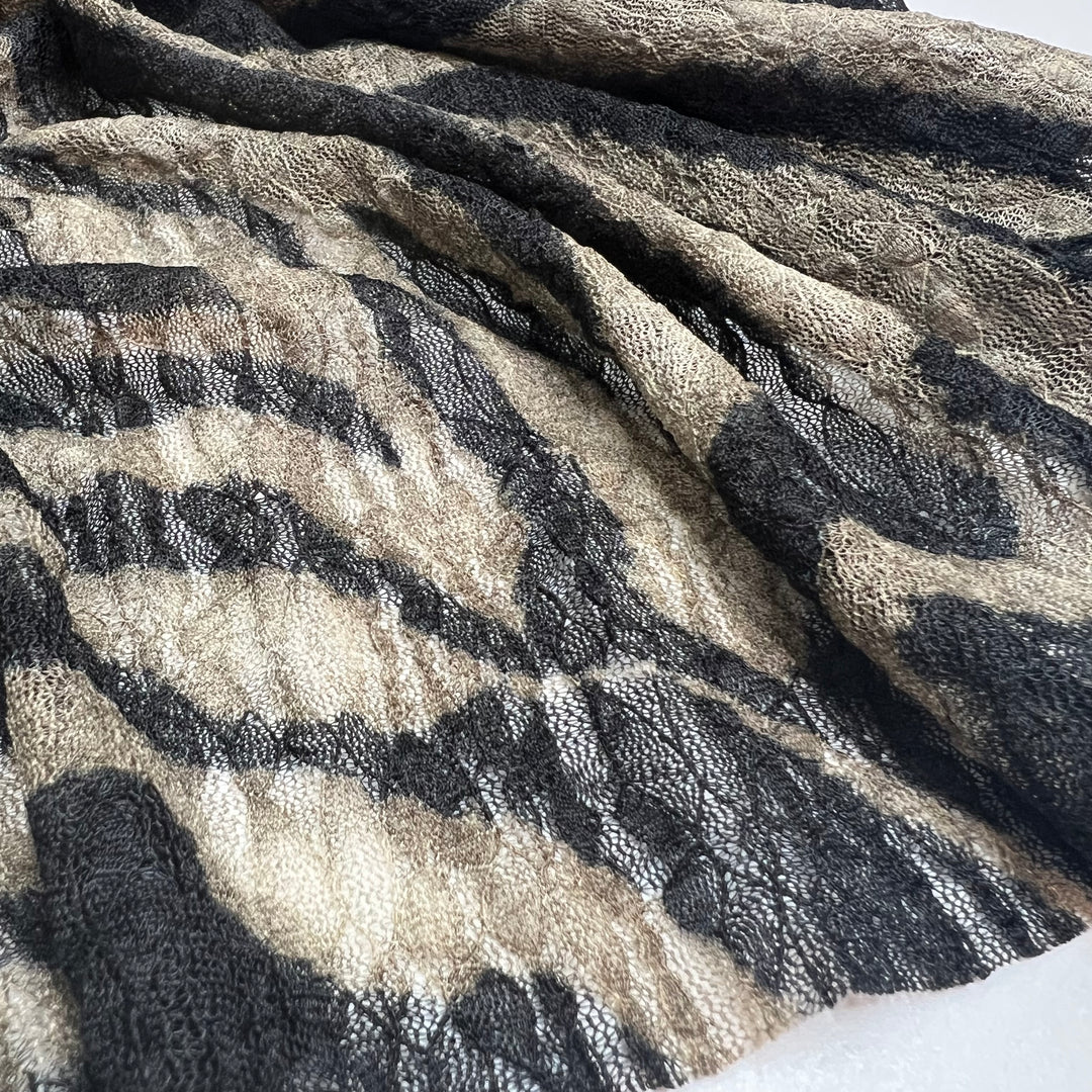 NTF May 11 - Lace Poly/Spandex Knit - Black/Beige Zebra - 2M Bundle