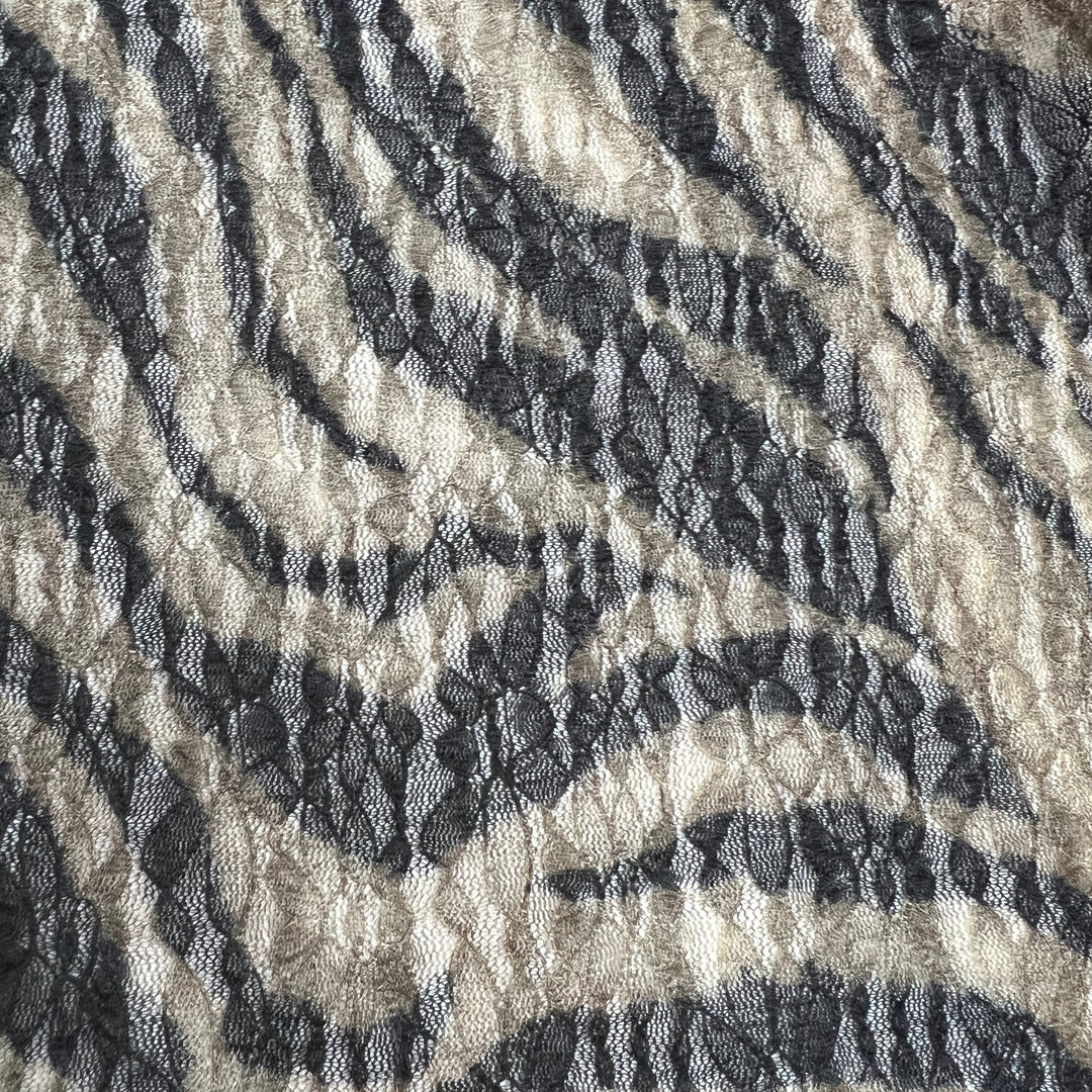 NTF May 11 - Lace Poly/Spandex Knit - Black/Beige Zebra - 2M Bundle