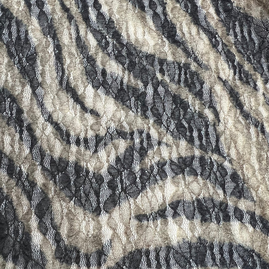 NTF May 11 - Lace Poly/Spandex Knit - Black/Beige Zebra - 2M Bundle