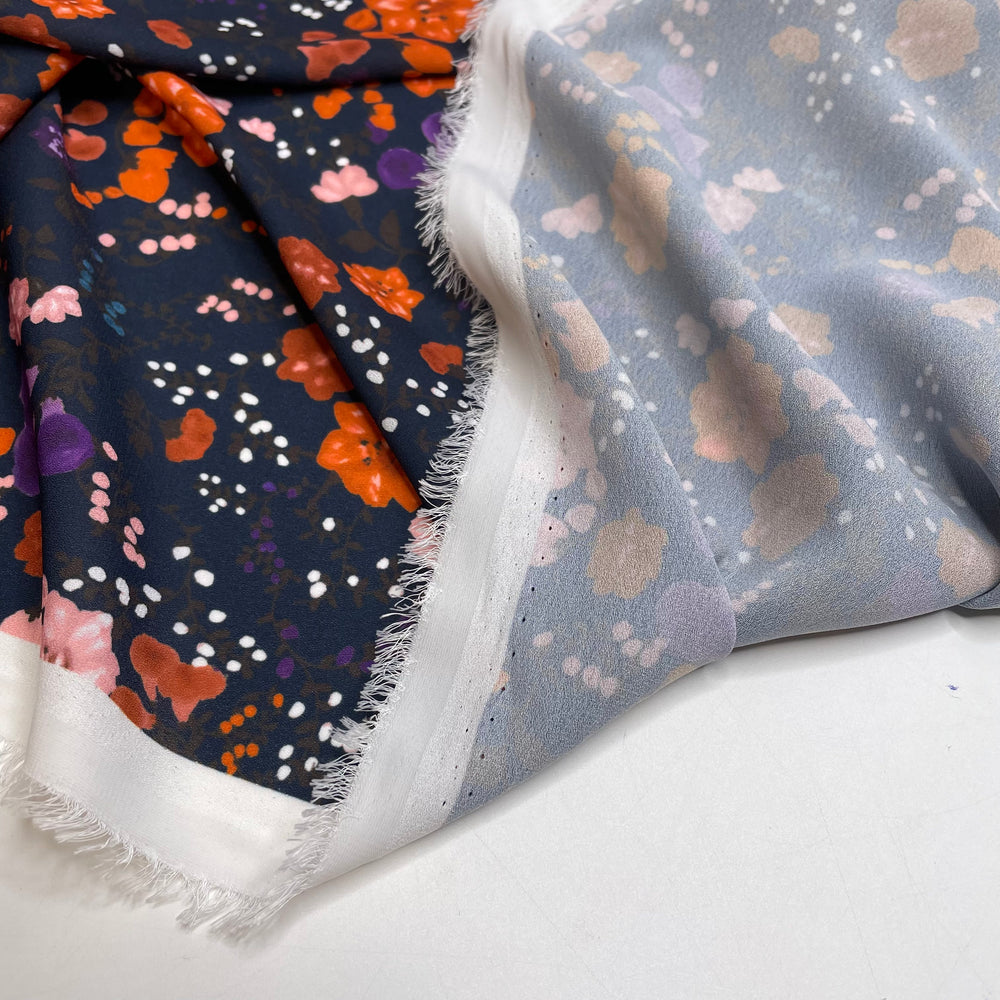 Fruity Bouquet - Chiffon Poly Woven - Black/Orange Floral - Bundles