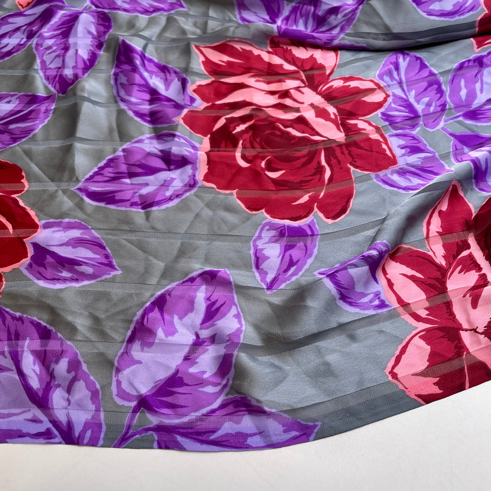 Name The Fabric Aug10 - Satin Poly Woven - Grey Multi Floral - Bundles