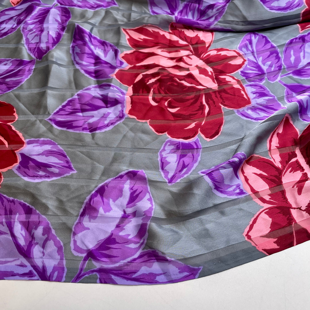 Name The Fabric Aug10 - Satin Poly Woven - Grey Multi Floral - Bundles