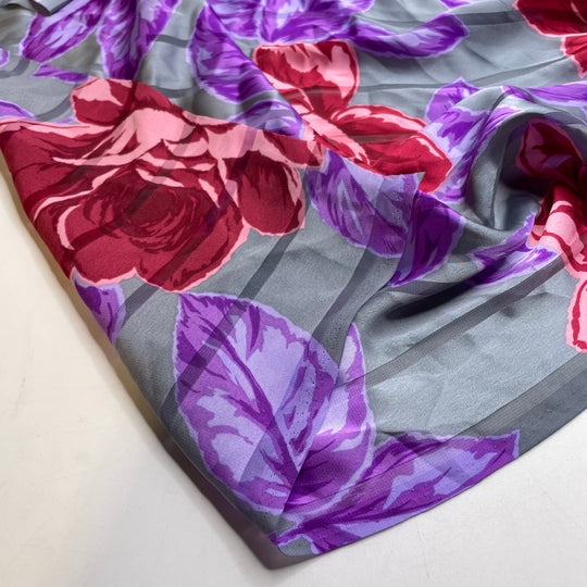 Name The Fabric Aug10 - Satin Poly Woven - Grey Multi Floral - Bundles