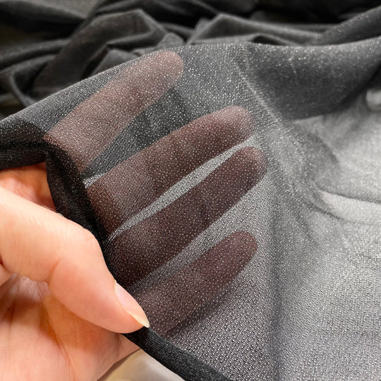Stiff Spirit - Glitter Interlock Poly Knit - Black - 2M Bundle