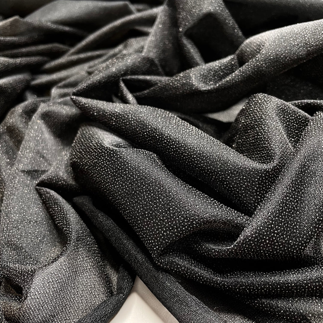 Stiff Spirit - Glitter Interlock Poly Knit - Black - 2M Bundle
