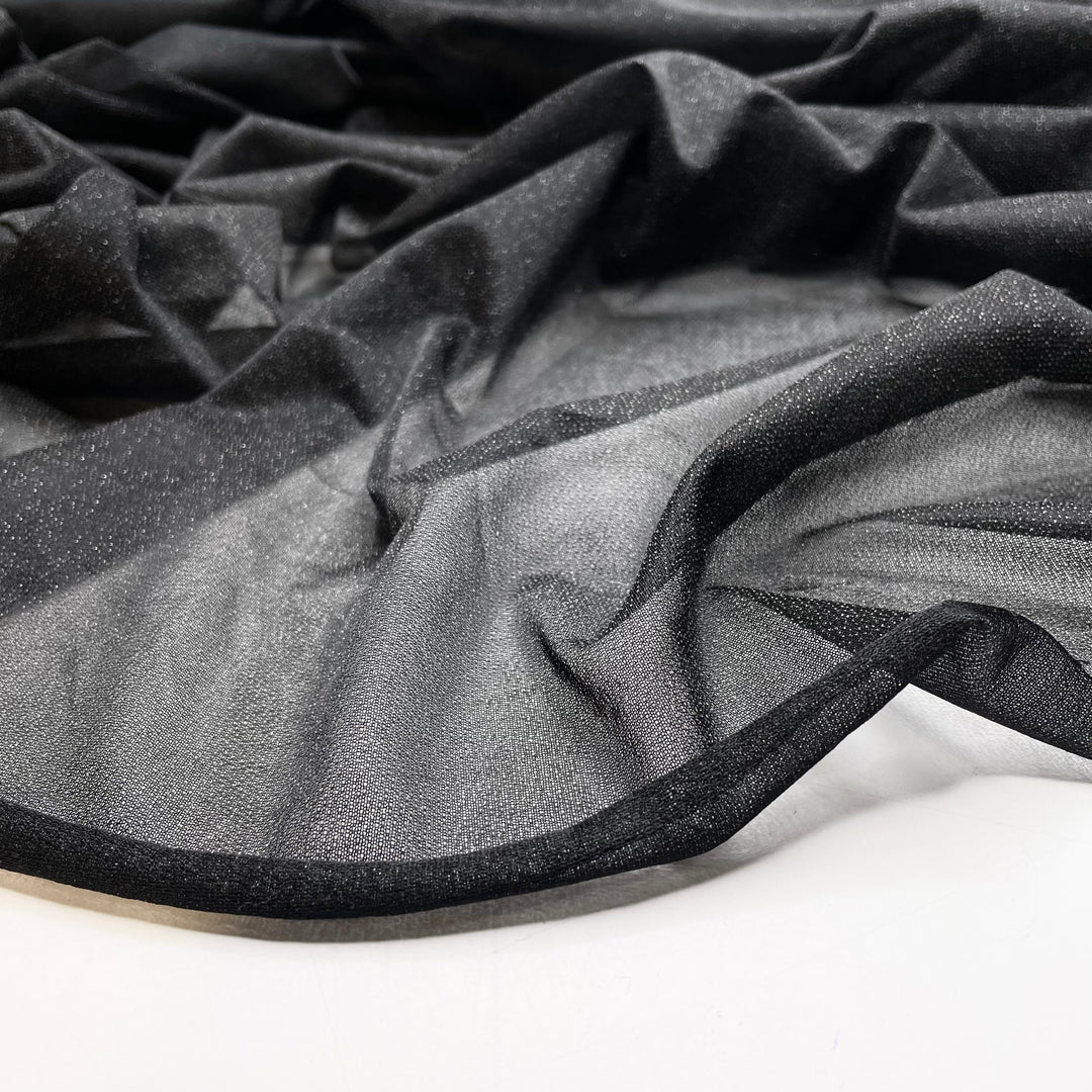 Stiff Spirit - Glitter Interlock Poly Knit - Black - 2M Bundle