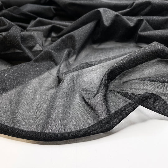 Stiff Spirit - Glitter Interlock Poly Knit - Black - 2M Bundle