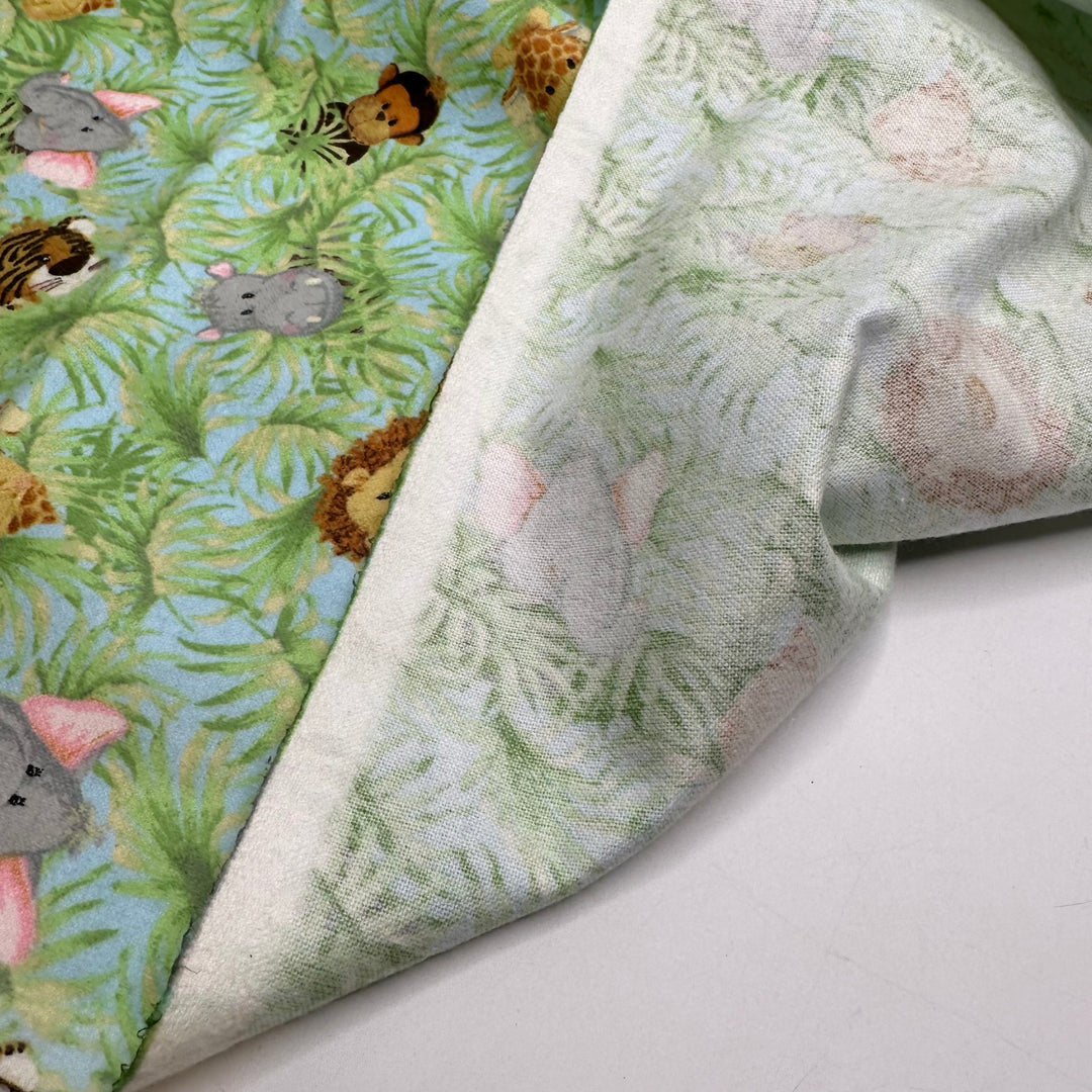Name The Fabric Oct 12 - Flanelette Cotton Woven - Green Multi Jungle Animals - Bundles