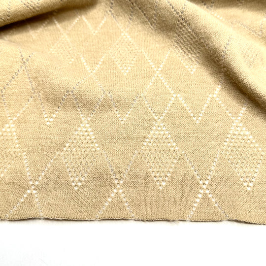 Chai High - Knit Design Jersey Acrylic Blend Knit - Light Beige Geometric - Bundles