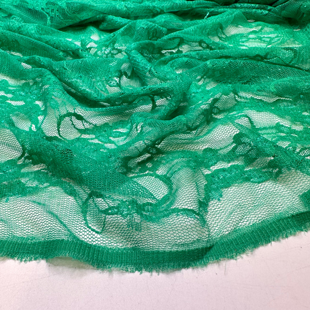 Ivy Elegance - Lace Poly Knit - Light Green Floral - 1M Bundle
