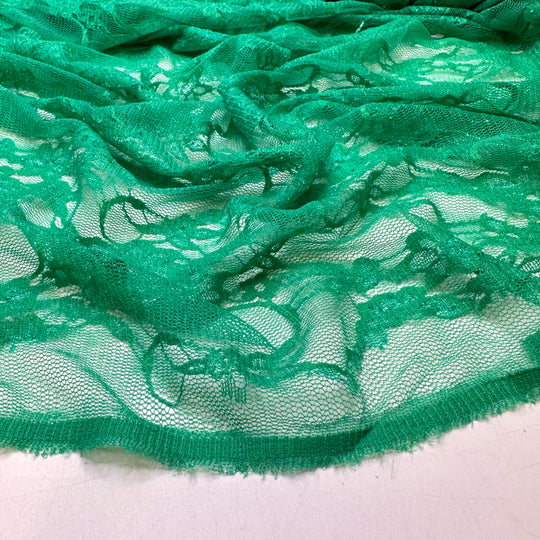 Ivy Elegance - Lace Poly Knit - Light Green Floral - 1M Bundle
