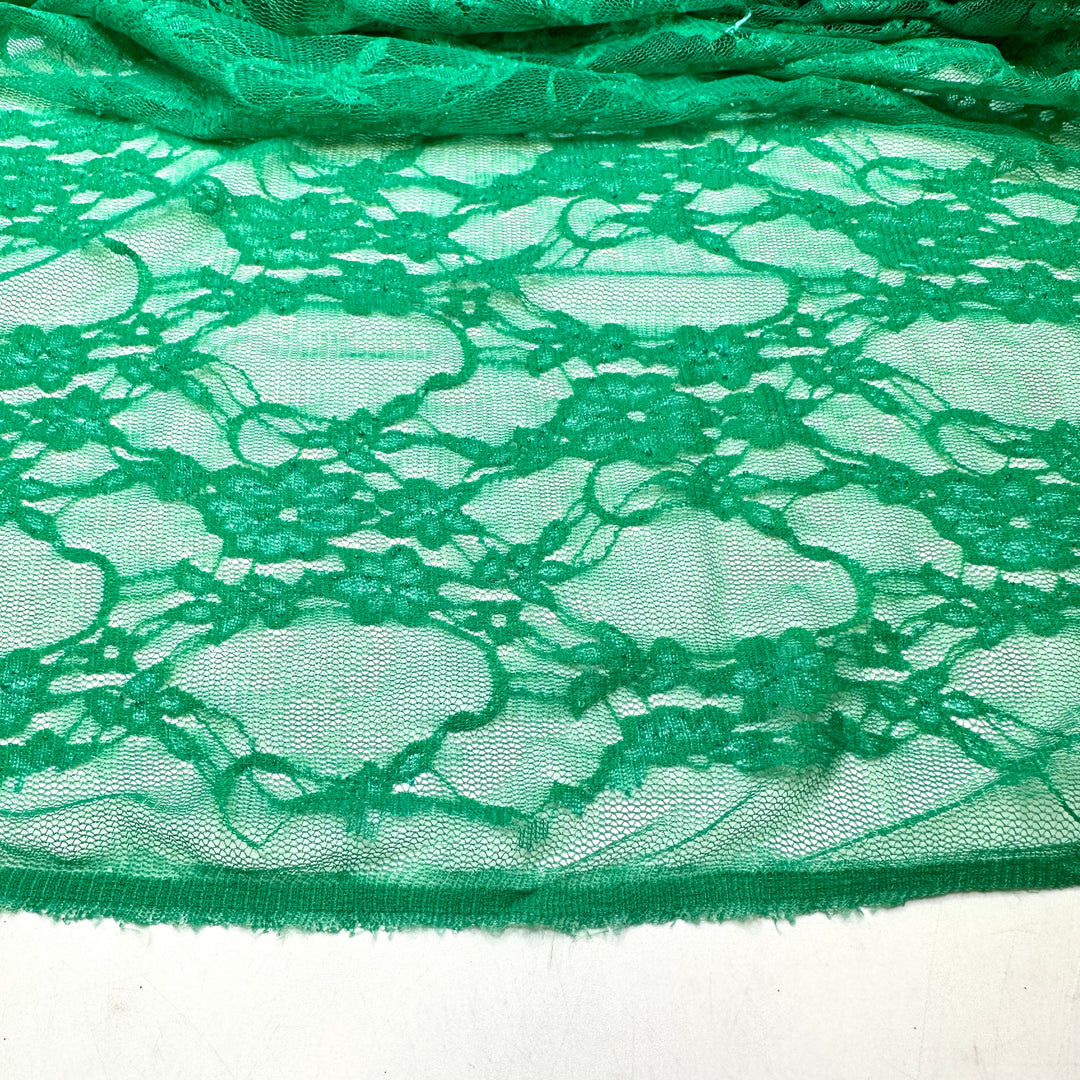 Ivy Elegance - Lace Poly Knit - Light Green Floral - 1M Bundle