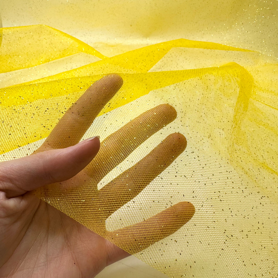 Splendid Show - Glitter Tulle Synthetic Woven - Yellow - 2M Bundle