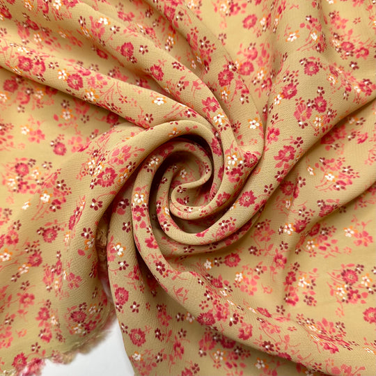 Flouncing About In Florals - Chiffon Cotton Blend Woven - Beige Multi Floral - Bundles