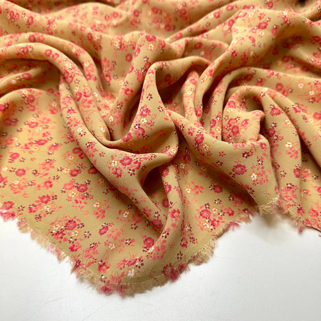 Flouncing About In Florals - Chiffon Cotton Blend Woven - Beige Multi Floral - Bundles