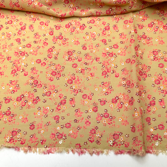 Flouncing About In Florals - Chiffon Cotton Blend Woven - Beige Multi Floral - Bundles